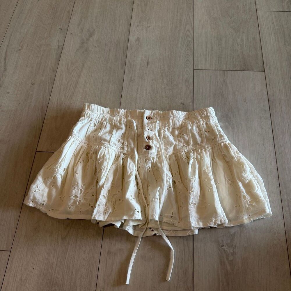 Free People Cream Eyelet Skirt